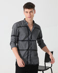 Dark grey slim fit check shirt