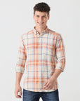 Orange check slim fit shirts - Address pro