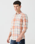 Orange check slim fit shirts - Address pro