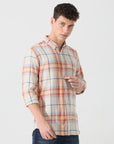 Orange check slim fit shirts - Address pro