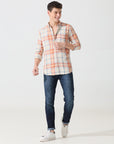 Orange check slim fit shirts - Address pro