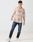 Orange check slim fit shirts - Address pro