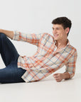 Orange check slim fit shirts - Address pro