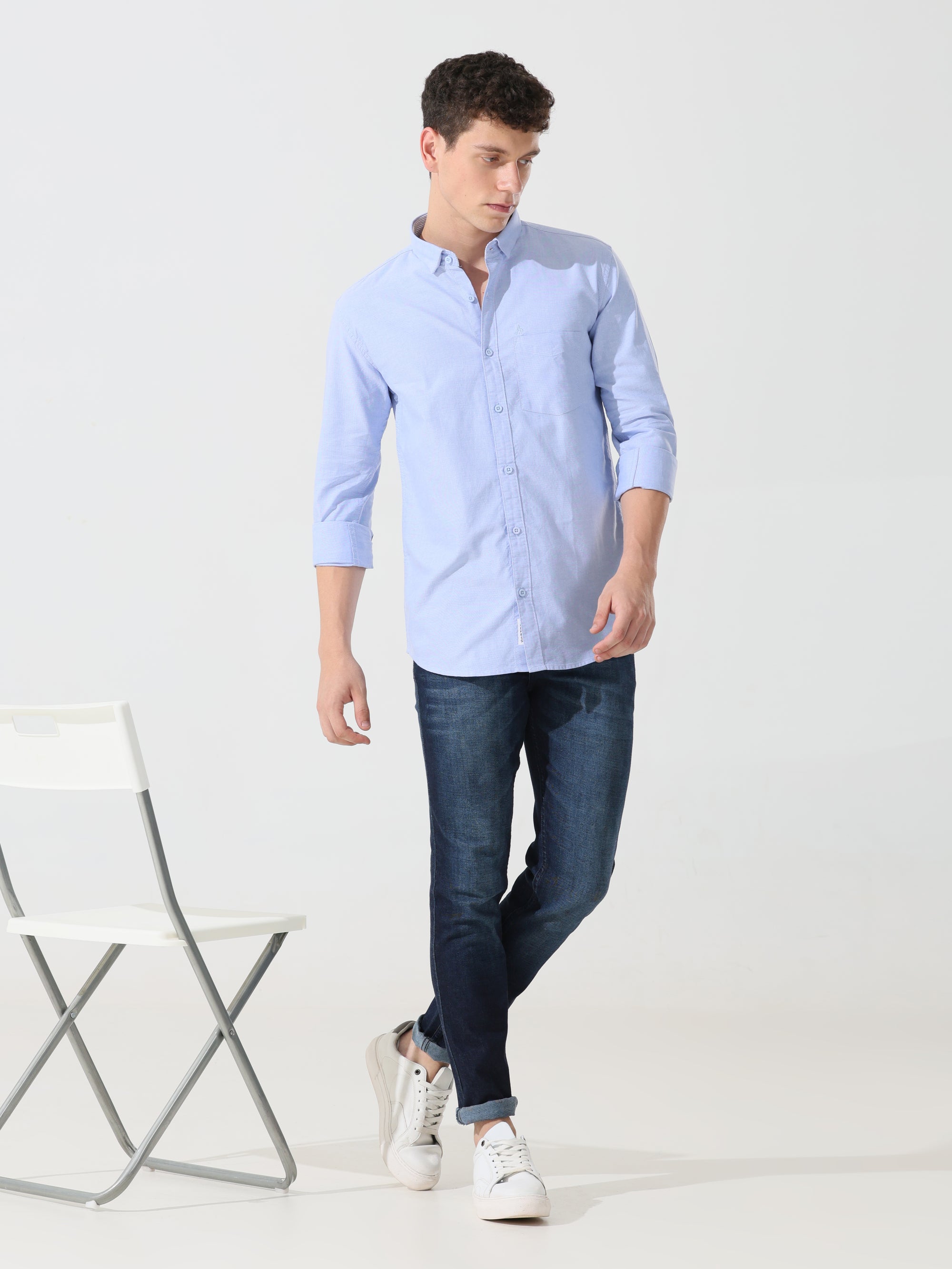 Oxford baby blue slim fit shirt