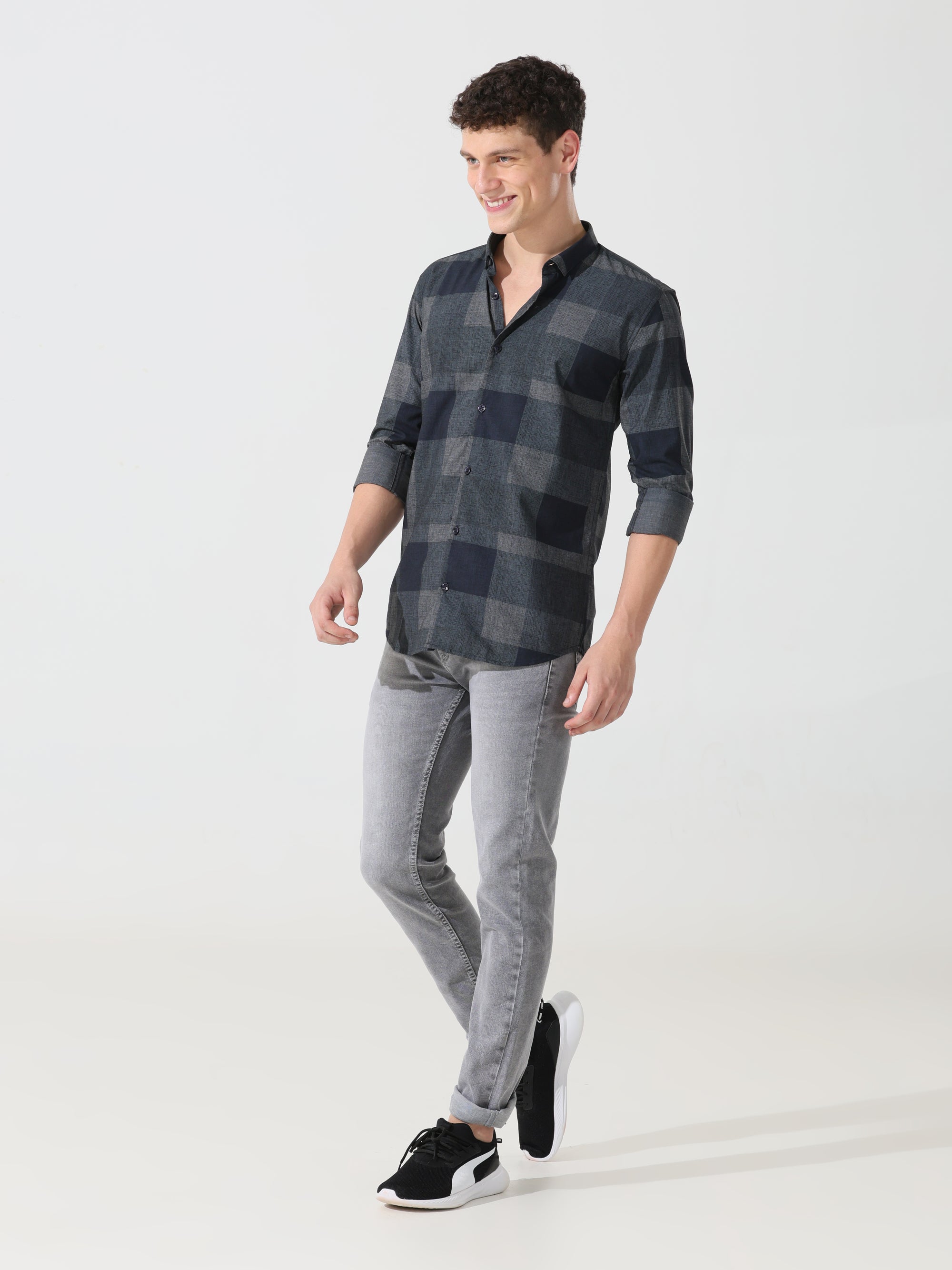 Pebble grey slim fit shirt