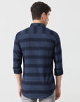 Navy blue stripe slim fit shirts - Address pro