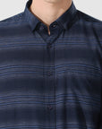 Navy blue stripe slim fit shirts - Address pro