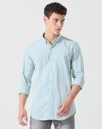 Pastel green check slim fit shirt