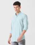 Pastel green check slim fit shirt