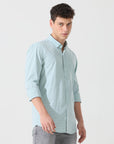 Pastel green check slim fit shirt