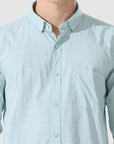 Pastel green check slim fit shirt