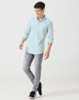 Pastel green check slim fit shirt