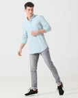 Pastel green check slim fit shirt