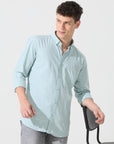 Pastel green check slim fit shirt