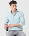 Pastel green check slim fit shirt