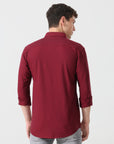 Oxford maroon slim fit shirt