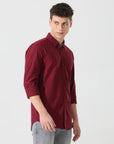 Oxford maroon slim fit shirt