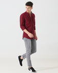 Oxford maroon slim fit shirt