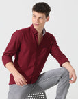 Oxford maroon slim fit shirt