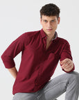 Oxford maroon slim fit shirt