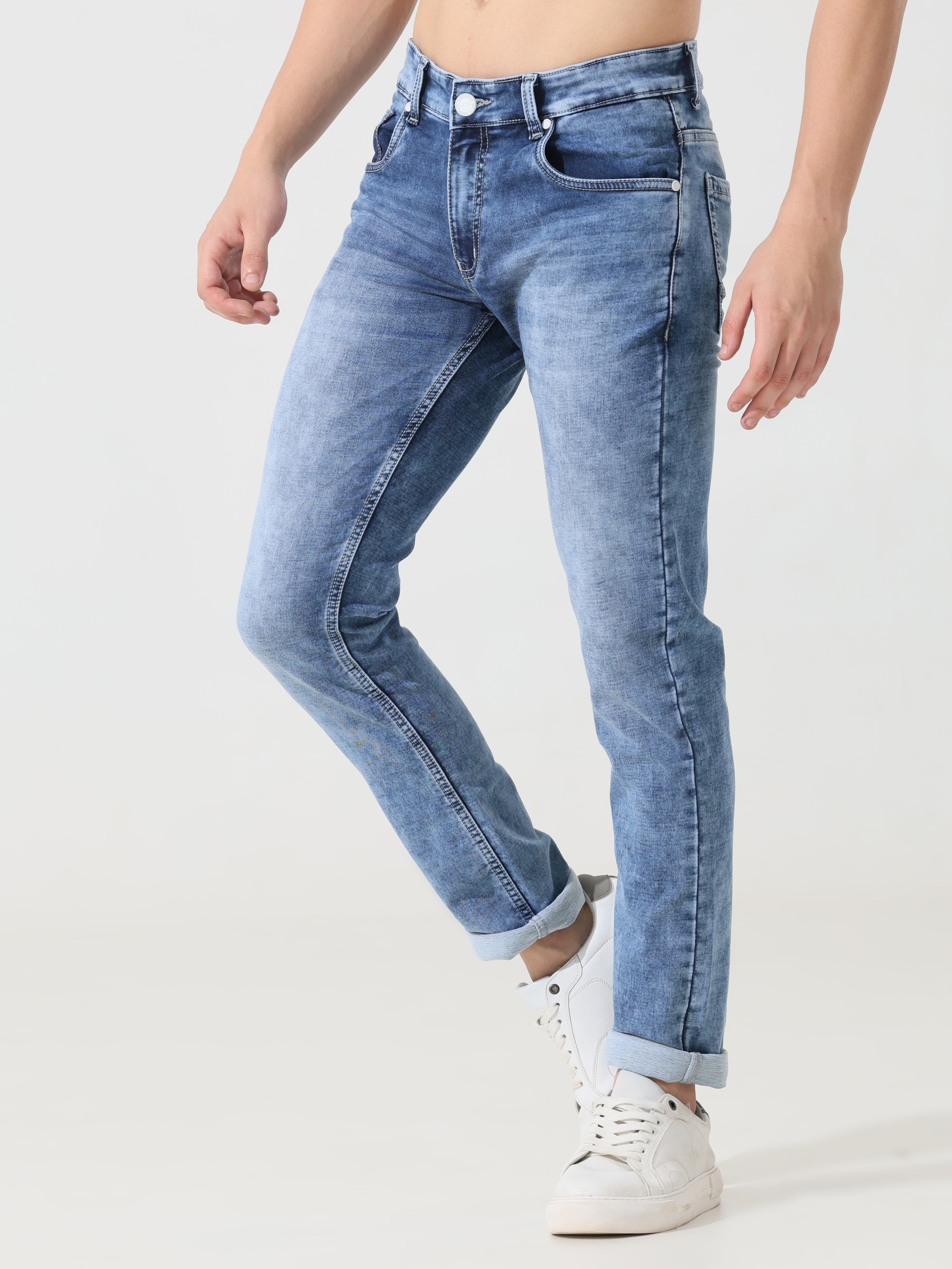 Buy Men Blue Light Slim Fit Jeans Online - 746381 | Louis Philippe