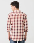 Peach puff seersucker Slim fit  check shirt - Address pro