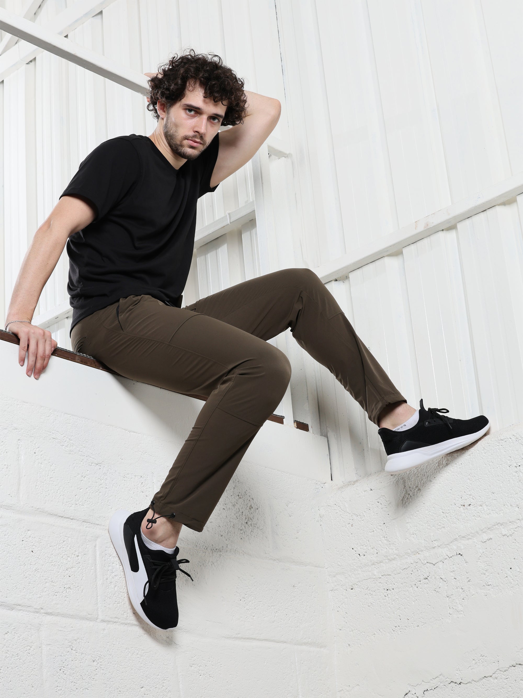 Mens Lycra fit Brown track pants - Address