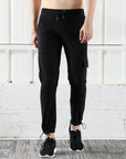 Mens Lycra fit Black Jogger pants - Address