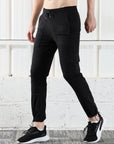 Mens Lycra fit Black Jogger pants - Address