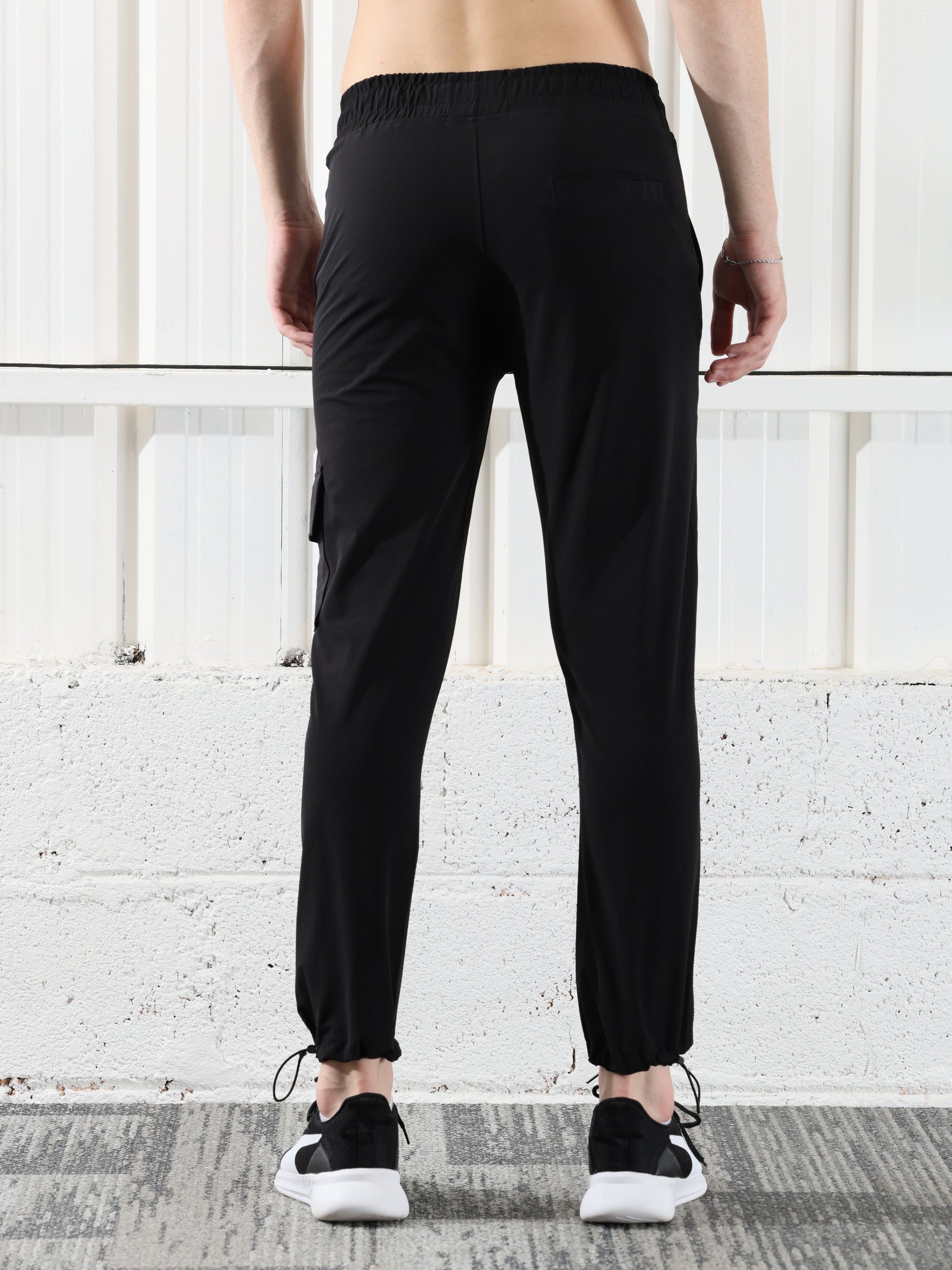 Mens Lycra fit Black Jogger pants - Address