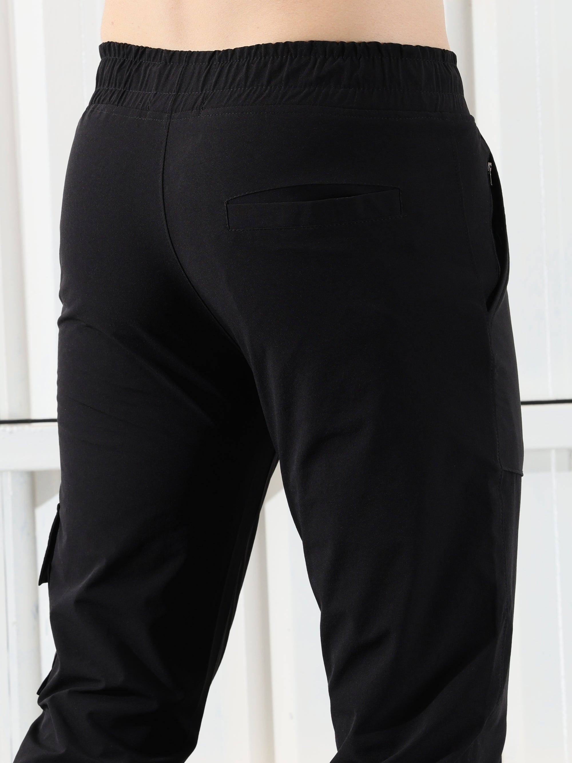 Mens Lycra fit Black Jogger pants - Address