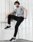 Mens Lycra fit Black Jogger pants - Address