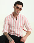 Peachy Stripes Slim Fit Shirt