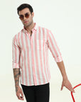 Peachy Stripes Slim Fit Shirt