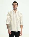 PEACH STRIPES SLIM FIT SHIRT