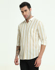 PEACH STRIPES SLIM FIT SHIRT