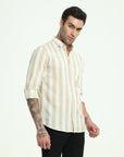 PEACH STRIPES SLIM FIT SHIRT