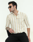 PEACH STRIPES SLIM FIT SHIRT