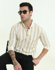 PEACH STRIPES SLIM FIT SHIRT