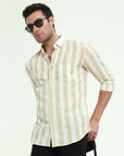 PEACH STRIPES SLIM FIT SHIRT