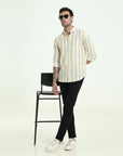 PEACH STRIPES SLIM FIT SHIRT