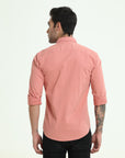 Peachy Pink Double Pocket Slim Fit Shirt