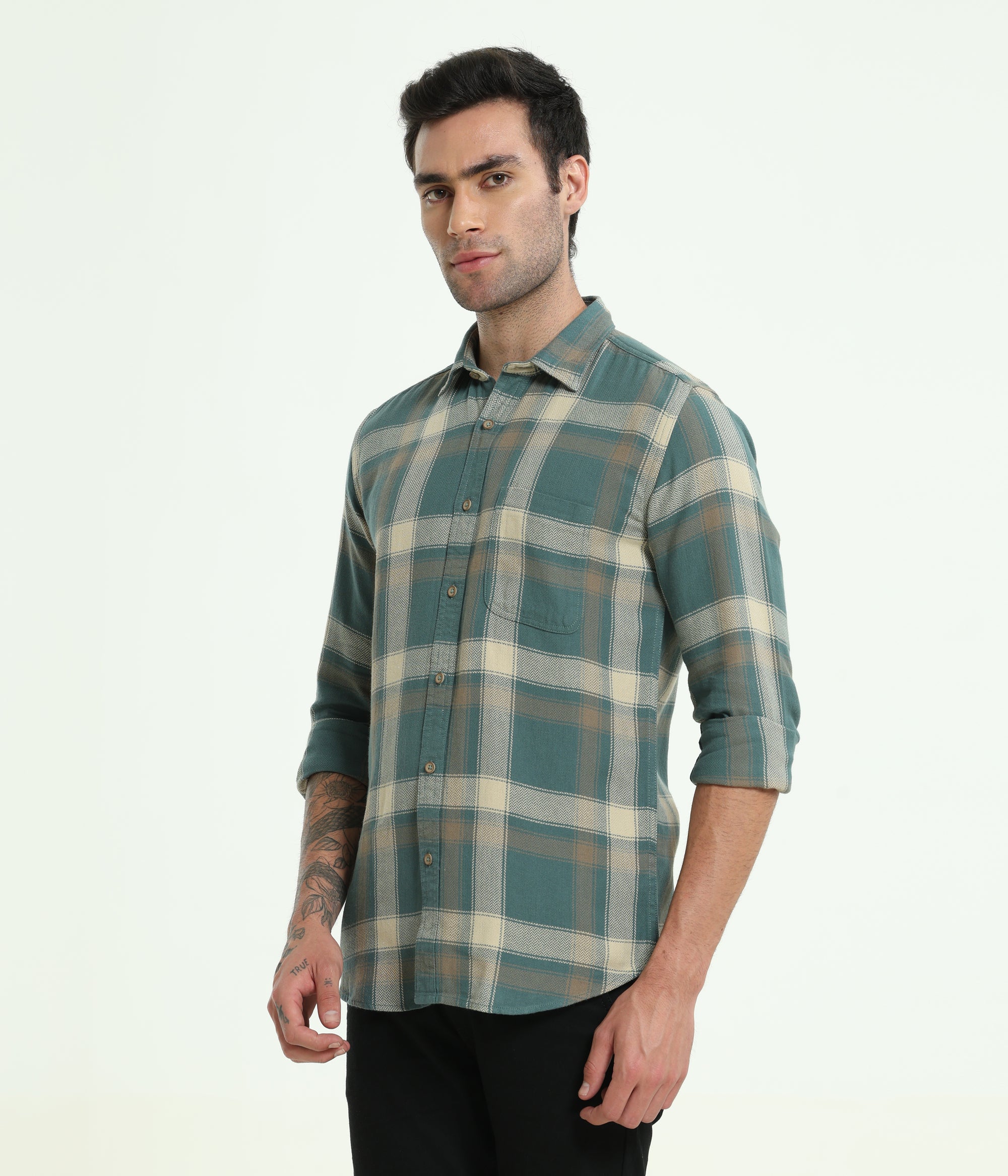 DARK CYAN SLIM FIT SHIRT