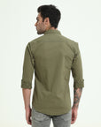 Olive Double Pocket Slim Fit Shirt