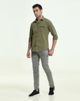 Olive Double Pocket Slim Fit Shirt