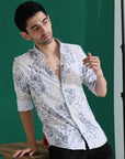 Mens white digital print slim fit shirts - Address