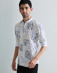 Mens white digital print slim fit shirts - Address