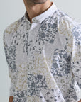 Mens white digital print slim fit shirts - Address