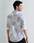 Mens white digital print slim fit shirts - Address