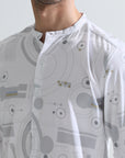 Mandarin collar digital print slim fit shirts - Address